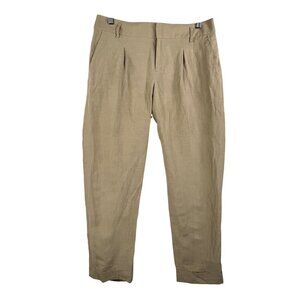 Banana republic silk and linen blend‎ pleated trouser pants tan sz 6
